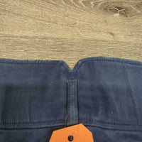 High Waist Full Seat Denim Breeches *gc, v.faded, seam puckers, edge rubs, older,? pulled seat seam, discolored spots
