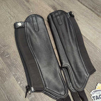 JUNIORS Synthetic Leather Half Chaps, Back Zipper, bag *xc/like new, v.mnr dirt
