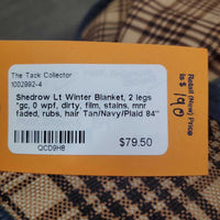 Lt Winter Blanket, 2 legs *gc, 0 wpf, dirty, film, stains, mnr faded, rubs, hair
