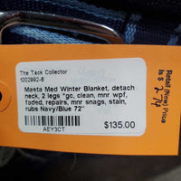 Med Winter Blanket, detach neck, 2 legs *gc, clean, mnr wpf, faded, repairs, mnr snags, stain, rubs
