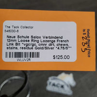 12mm Loose Ring Lozenge French Link Bit *vgc/gc, cmnr dirt, chews, stains, residue
