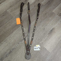 Narrow Breastcollar, Rawhide, Tooled Silver, ALL Screws *vgc/gc, clean & residue, rubs, stains, rusty, dry, stiff, Missing 1 Keeper
