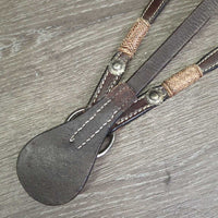 Narrow Breastcollar, Rawhide, Tooled Silver, ALL Screws *vgc/gc, clean & residue, rubs, stains, rusty, dry, stiff, Missing 1 Keeper
