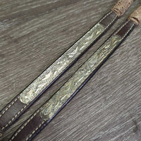 Narrow Breastcollar, Rawhide, Tooled Silver, ALL Screws *vgc/gc, clean & residue, rubs, stains, rusty, dry, stiff, Missing 1 Keeper
