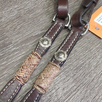 Narrow Breastcollar, Rawhide, Tooled Silver, ALL Screws *vgc/gc, clean & residue, rubs, stains, rusty, dry, stiff, Missing 1 Keeper
