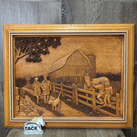 Vintage Kim Murray Wood Carved Wall Sculpture "Walk in the Country" *vgc, missing nameplate
