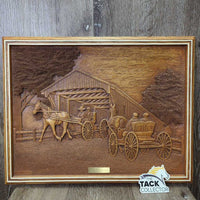 Vintage Kim Murray Wood Carved Wall Sculpture "At the Crossing" Wood Carved Picture *vgc, mnr scratches, stained back
