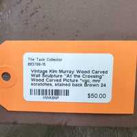 Vintage Kim Murray Wood Carved Wall Sculpture "At the Crossing" Wood Carved Picture *vgc, mnr scratches, stained back
