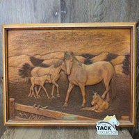 Vintage Kim Murray Wood Carved Wall Sculpture "Mother & Colt" *vgc
