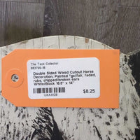 Double Sided Wood Cutout Horse Decoration, Painted *gc/fair, faded, rubs, chipped/broken ears
