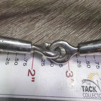 Thin Loose Ring, Tooled Edges, Reining Horse Center, Leather Rolled Chin Strap *gc, scratches, rubs, stains, clean, dry, stiff, rust spots
