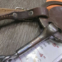 Thin Loose Ring, Tooled Edges, Reining Horse Center, Leather Rolled Chin Strap *gc, scratches, rubs, stains, clean, dry, stiff, rust spots
