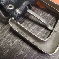 Thick Soft Leather Western Belt, light buckle, bling *gc, creases, dents, edge rubs, scrapes & frays, missing rivet?
