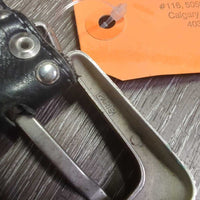 Thick Soft Leather Western Belt, light buckle, bling *gc, creases, dents, edge rubs, scrapes & frays, missing rivet?
