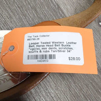 Tooled Western Leather Belt, Horse Head Belt Buckle *vgc/xc, mnr dents, scratches, scuffs & rubs
