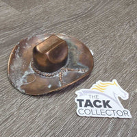 VINTAGE Copper Cowboy Hat Ash Tray *gc, thick residue, stains, oxidized?
