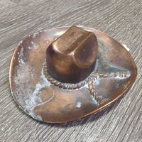 VINTAGE Copper Cowboy Hat Ash Tray *gc, thick residue, stains, oxidized?
