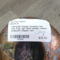 VINTAGE Copper Cowboy Hat Ash Tray *gc, thick residue, stains, oxidized?
