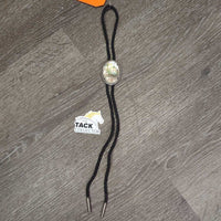 Nylon Rope Bolo Tie, Opal-ish Claps *gc, mnr rubs, frays & loose clasps
