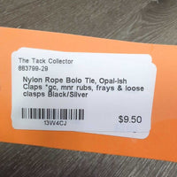 Nylon Rope Bolo Tie, Opal-ish Claps *gc, mnr rubs, frays & loose clasps
