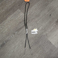 Stiff Braided Nylon?Leather Bolo Tie, Cowboy Boot Clasp *xc/vgc, mnr rubs
