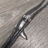 Stiff Braided Nylon?Leather Bolo Tie, Cowboy Boot Clasp *xc/vgc, mnr rubs
