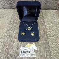 Horse Head Necklace, earrings, velvet box *xc
