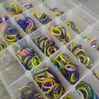 Braiding Elastics, plastic storage box *new elastics, mnr hair, box scratchces
