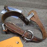 Tooled Western Rowel Spurs, Leaher Straps *xc, mnr stains, film, rubs & dents
