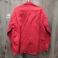 MENS LS Hvy Cotton Western Shirt, snaps "OK Corral" *gc, older, seam puckers, faded, rubs
