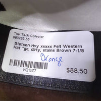 Hvy xxxxx Felt Western Hat *gc, dirty, stains
