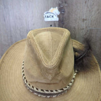 Hvy Cordoroy Western Hat, feather *gc, mnr stains, bent & rubs
