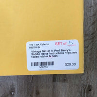 Vintage Set of 5: Prof Beery's Saddle Horse Instructions *vgc, mnr faded, stains & rubs
