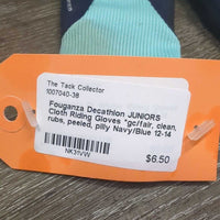 JUNIORS Cloth Riding Gloves *gc/fair, clean, rubs, peeled, pilly

