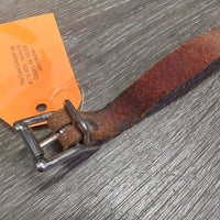 Thick Soft Leather Strap, big roller buckle *vgc/xc, mnr dings, rough edges, creases & stains
