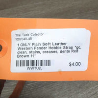 1 ONLY Plain Soft Leather Western Fender Hobble Strap *gc, clean, stains, creases, dents

