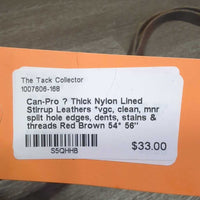 Thick Nylon Lined Stirrup Leathers *vgc, clean, mnr split hole edges, dents, stains & threads
