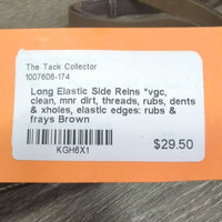 Long Elastic Side Reins *vgc, clean, mnr dirt, threads, rubs, dents & xholes, elastic edges: rubs & frays
