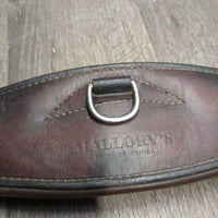 Padded Leather Girth, 2 els,3x D Ring *gc/fair, UNSTITCHED ends, els frays & rubs, clean, older, unstitched seams
