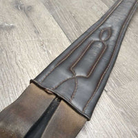 Padded Leather Girth, 2 els,3x D Ring *gc/fair, UNSTITCHED ends, els frays & rubs, clean, older, unstitched seams
