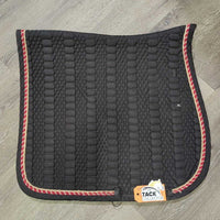 Quilt Dressage Pad, 2x piping *gc, clean, rubs, mnr threads, hair, pills, residue, faded, 0 tabs/loops, unstitched, torn edge
