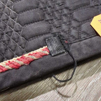 Quilt Dressage Pad, 2x piping *gc, clean, rubs, mnr threads, hair, pills, residue, faded, 0 tabs/loops, unstitched, torn edge

