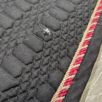 Quilt Dressage Pad, 2x piping *gc, clean, rubs, mnr threads, hair, pills, residue, faded, 0 tabs/loops, unstitched, torn edge
