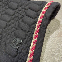 Quilt Dressage Pad, 2x piping *gc, clean, rubs, mnr threads, hair, pills, residue, faded, 0 tabs/loops, unstitched, torn edge
