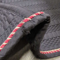 Quilt Dressage Pad, 2x piping *gc, clean, rubs, mnr threads, hair, pills, residue, faded, 0 tabs/loops, unstitched, torn edge
