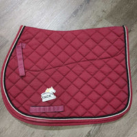 Quilt Jumper Saddle Pad, Non-Slip half pad, Piping *gc, clean, faded, stains, mnr hair, pulled piping
