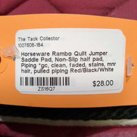 Quilt Jumper Saddle Pad, Non-Slip half pad, Piping *gc, clean, faded, stains, mnr hair, pulled piping
