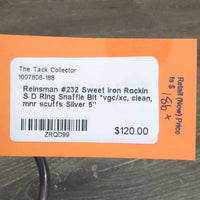 #232 Sweet Iron Rockin S D Ring Snaffle Bit *vgc/xc, clean, mnr scuffs
