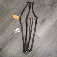 FS Rsd Soft Leather & Elastic Breastplate, running attach *vgc, clean, cracks, cuts, undone stitching, dents, threads
