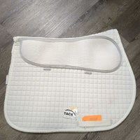 Quilt Jumper Saddle Pad, Thinline Half Pad *gc, clean, older, dingy, cut tabs, puckers, pills, rubs, hair
